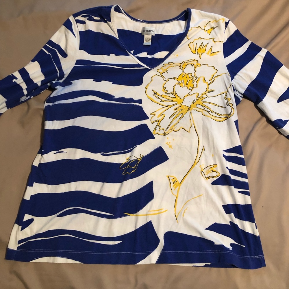 Chico’s Sz 3 (XL) v neck 3/4 sleeve Top